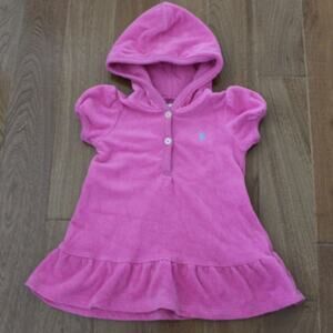 Ralph Lauren Terry Cotton Puff‎ Sleeve Hooded Dress Swim Cover Up 6 Month